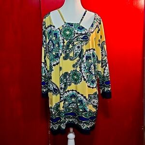 Yellow Blue Green Tunic Top